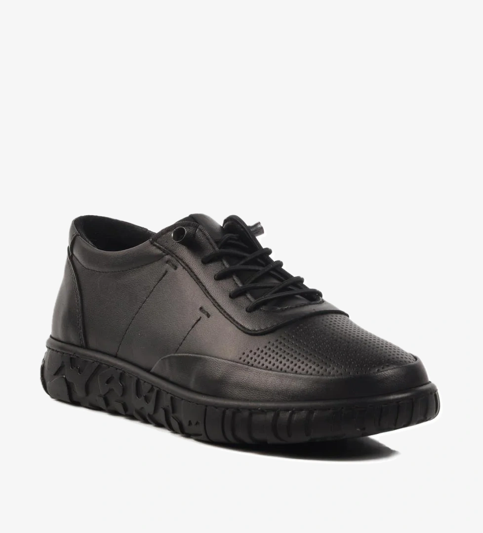 353-1 Z Siyah Hakiki Deri Kadın Günlük Ayakkabı - Görsel 1