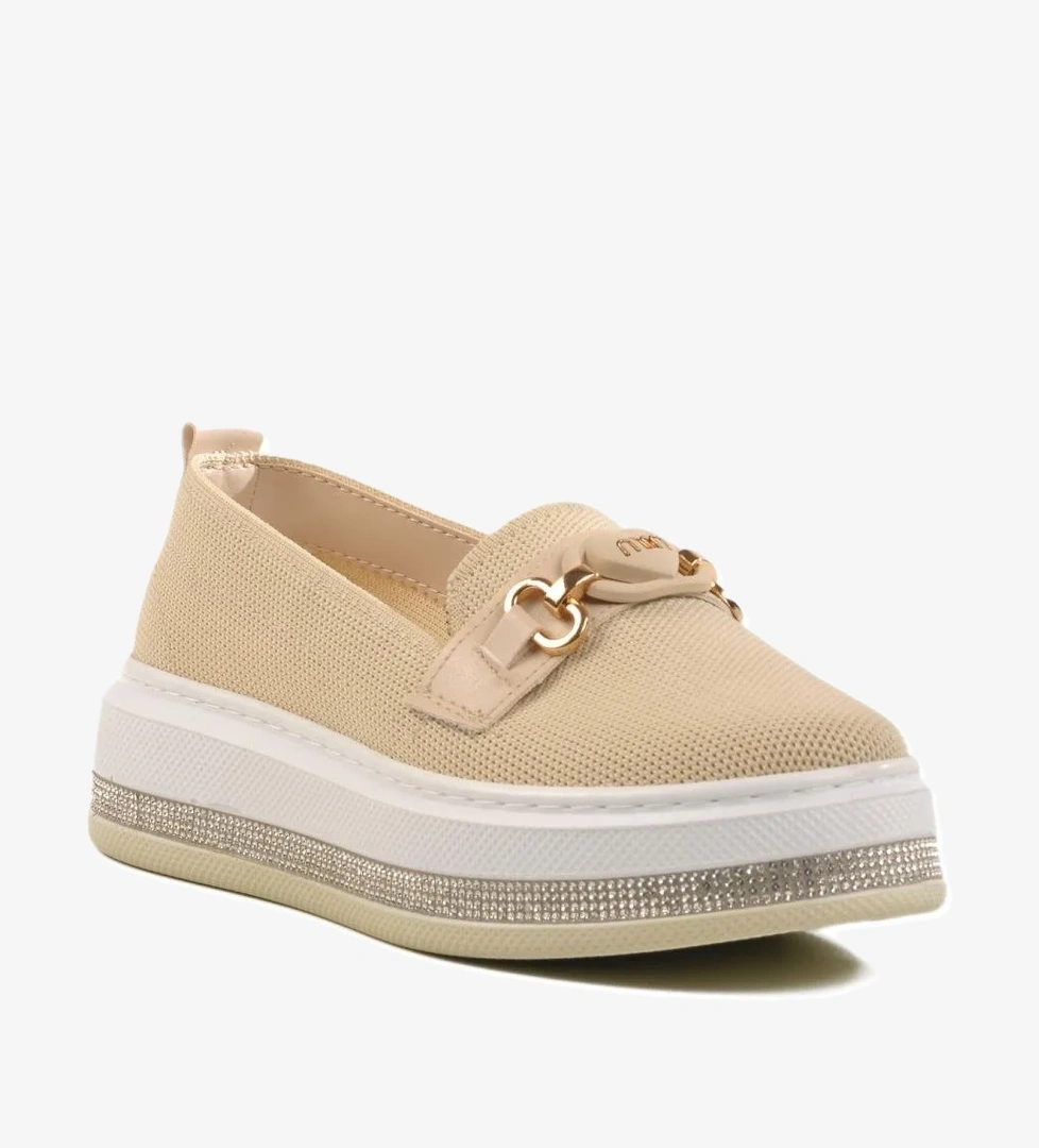 Ayakmod 261195 Z Bej Siyah Kadın Triko Taşlı Günlük Ayakkabı model görseli