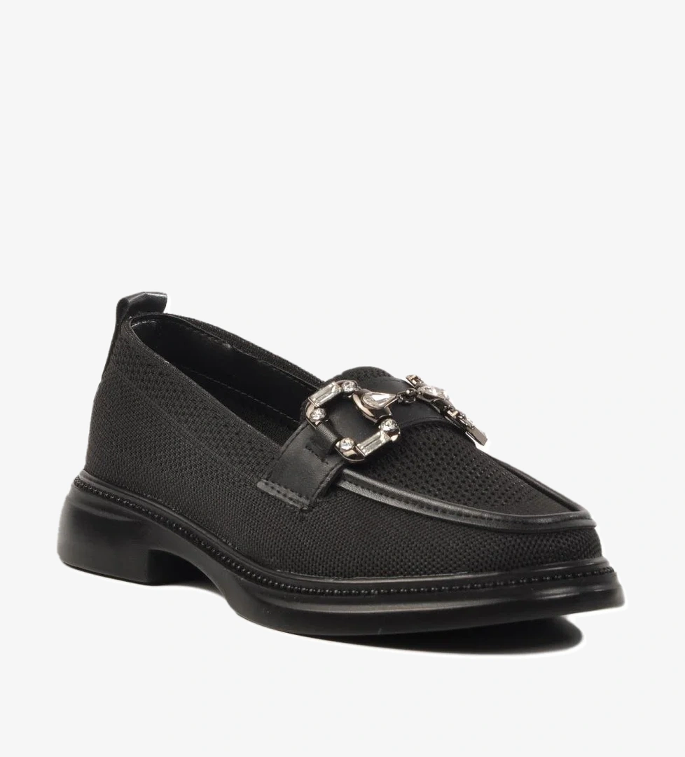 261192 Z Siyah Taşlı Triko Kadın Günlük Ayakkabı - Görsel 1