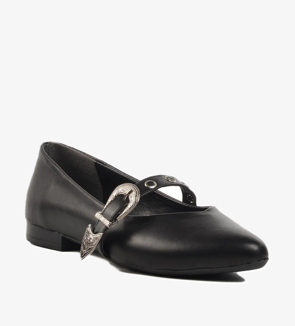 354155 Z Siyah Kadın Western Babet - Görsel 1