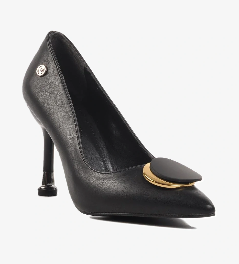 Pierre Cardin Bej Siyah İnce Topuk Pc-54025 Z Kadın Abiye Ayakkabı model görseli