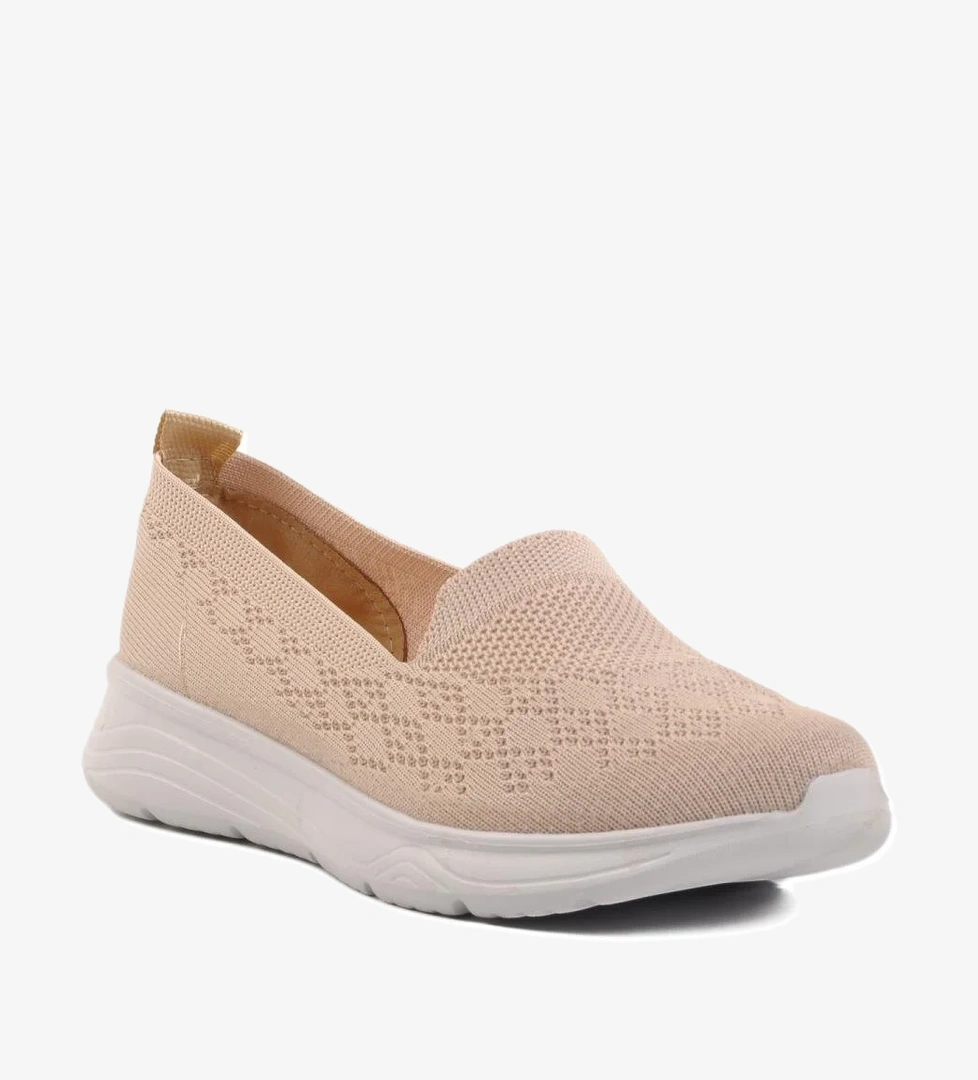 2410 Z Krem-Beyaz Triko Hafif Esnek Kadın Günlük Ayakkabı