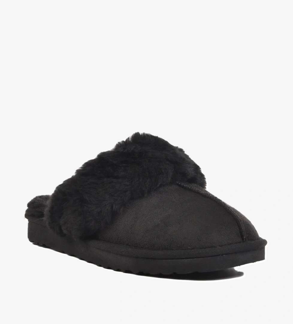 PC-54392 Z Siyah Kürklü Terlik - Görsel 1