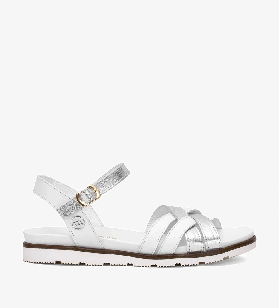 Mammamia D25ys-2910 Kadın Hakiki Deri Düz Sandalet Siyah Beyaz model görseli