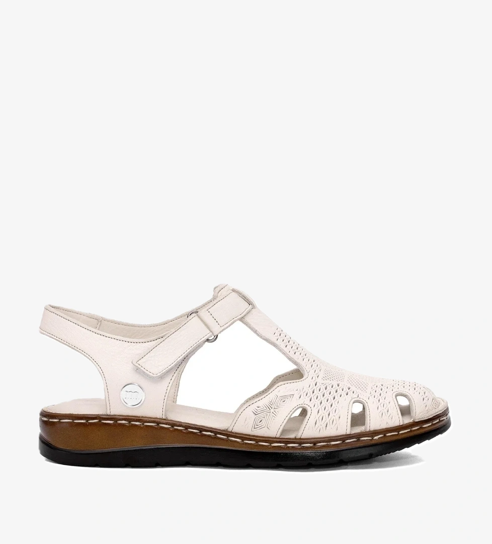 Mammamia D25YS-2550 Kadın Hakiki Deri Düz Sandalet Krem model görseli