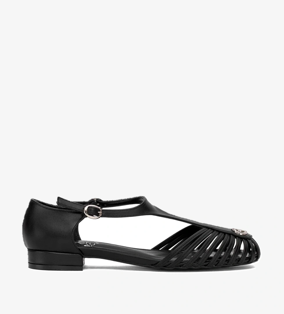 25BY60.5350C Kadın Düz Sandalet Siyah - Görsel 1