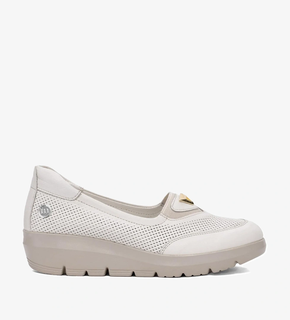 D25YA-7450 Kadın Hakiki Deri Casual Ayakkabı Krem - Görsel 1