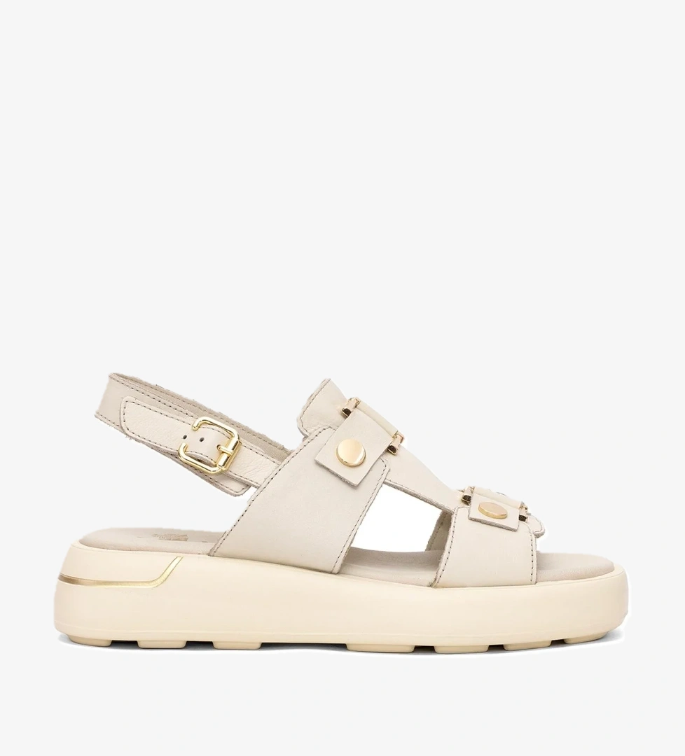 25440007Y Kadın Hakiki Deri Düz Sandalet Bej