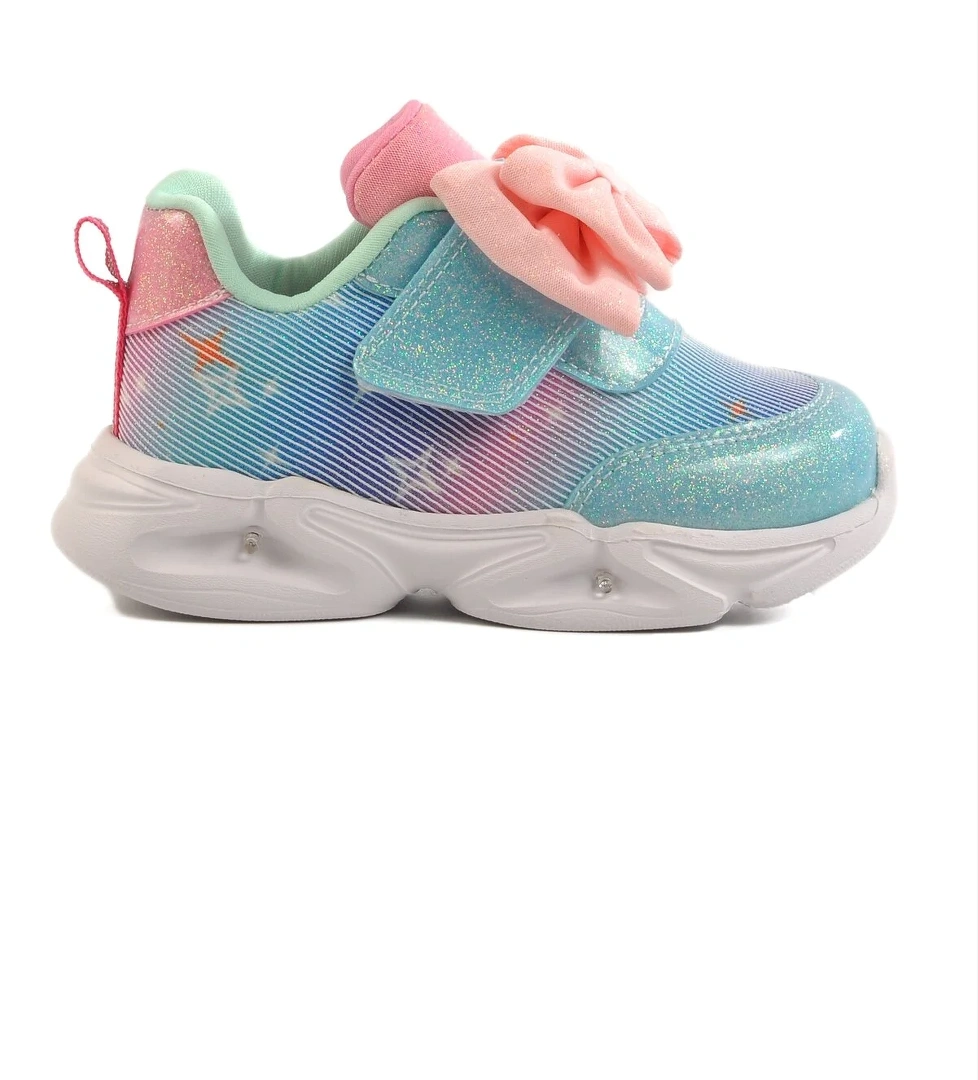 Turkuaz Cırtlı Işıklı Kız Çocuk Spor Ayakkabı 24002 B - Görsel 1