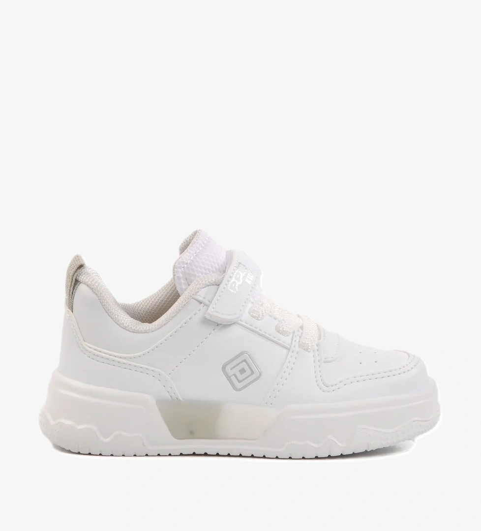 Beyaz Gümüş Cırtlı Unisex Çocuk Spor Ayakkabı 1603 B