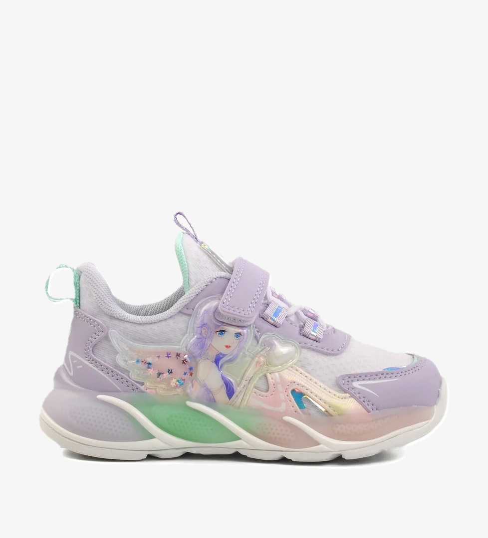 Lila Cırtlı Kız Çocuk Spor Ayakkabı 1944 P