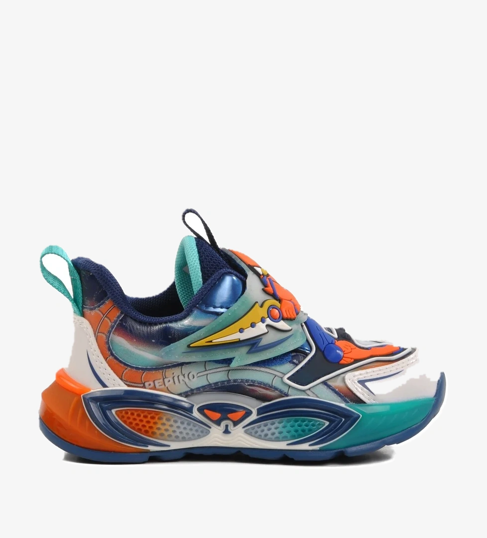 Lacivert Yeşil Cırtlı Unisex Çocuk Spor Ayakkabı 1943 P