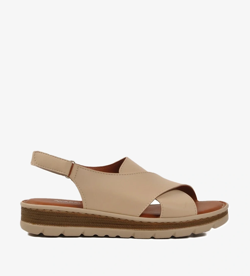 Ayakmod Taba Bej Cırtlı Kadın Sandalet 492129 Z model görseli