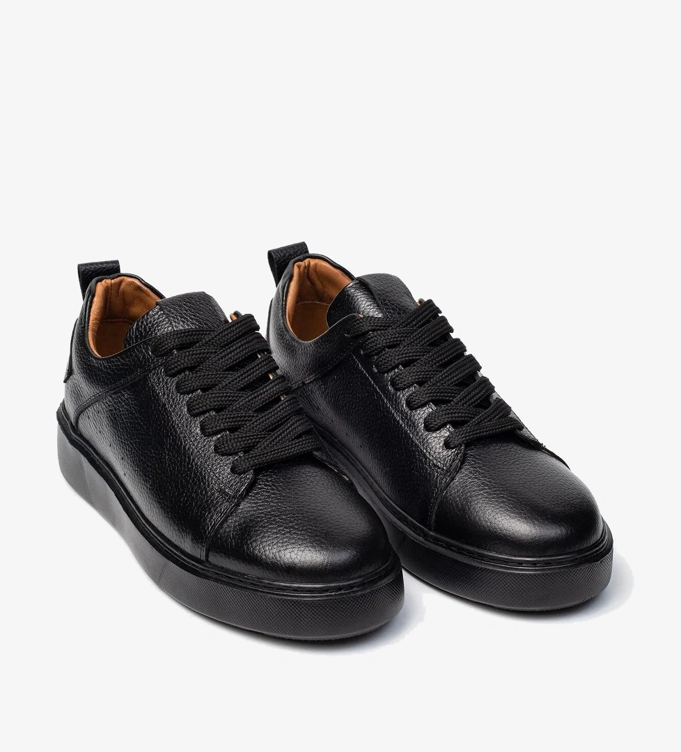 Letoon Letoon Siyah LTN-H01 Hakiki Deri Erkek Spor Ayakkabı Sneaker | Flo Siyah - 1. görsel