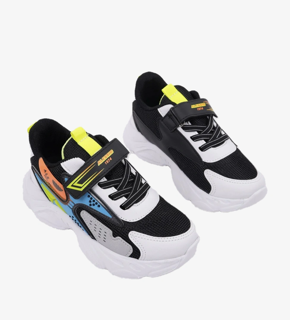 PANTER Kalın Taban Cırtlı ve Bağcıklı Unisex Çocuk Sneaker Spor Ayakkabı - Görsel 1
