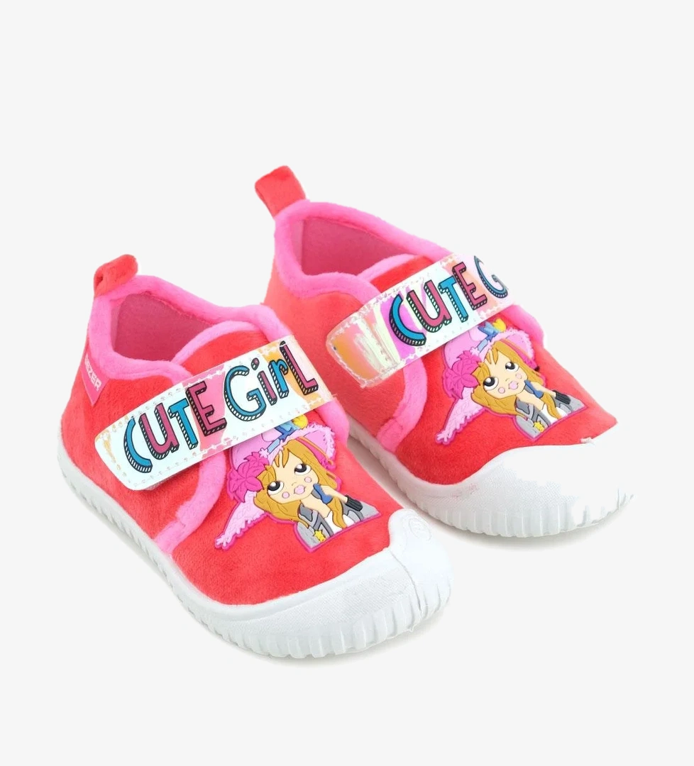 03377 Kız Çocuk Günlük Cırtlı Panduf Kreş Ayakkabı - Görsel 1