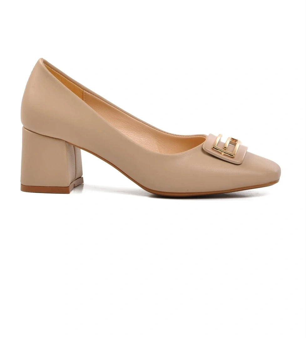 A Spor Aspor Bej Cilt Kadın Topuklu Ayakkabı Renkli model görseli