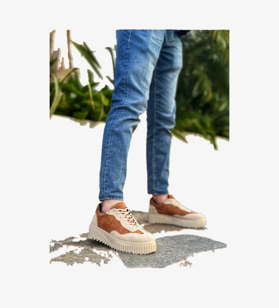 Pabucmarketi Bağcıklı Erkek Günlük Ayakkabı TABA SÜET model görseli