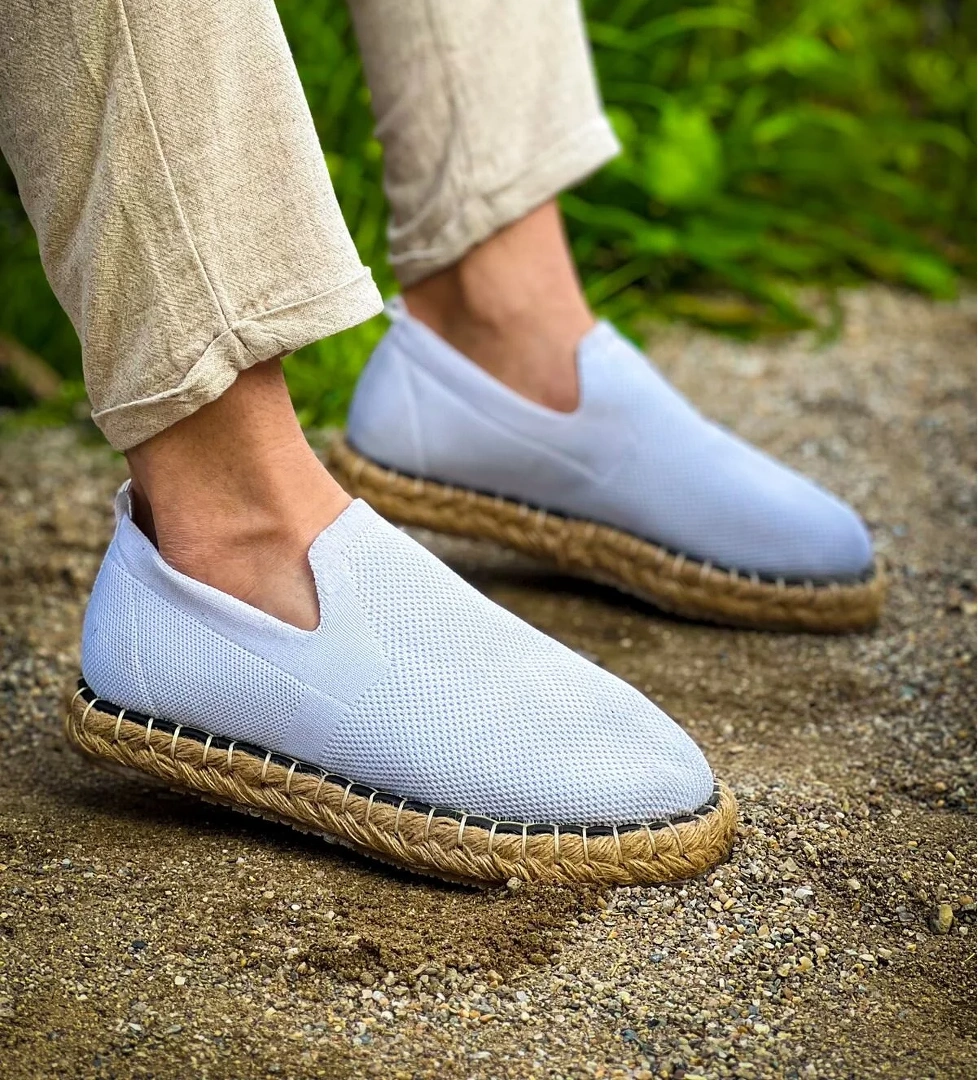 Düz Triko Kumaş Erkek Günlük Ayakkabı Beyaz