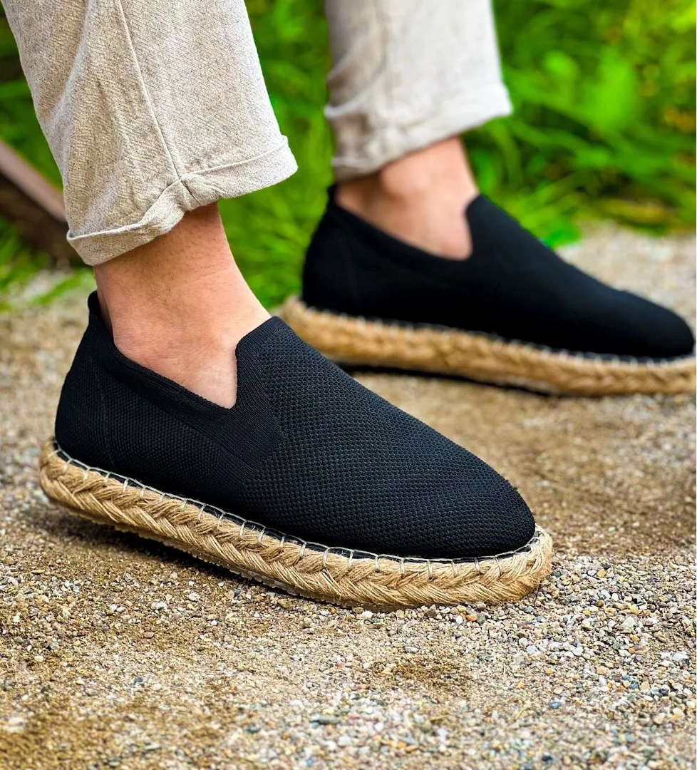 Düz Triko Kumaş Erkek Günlük Ayakkabı Siyah