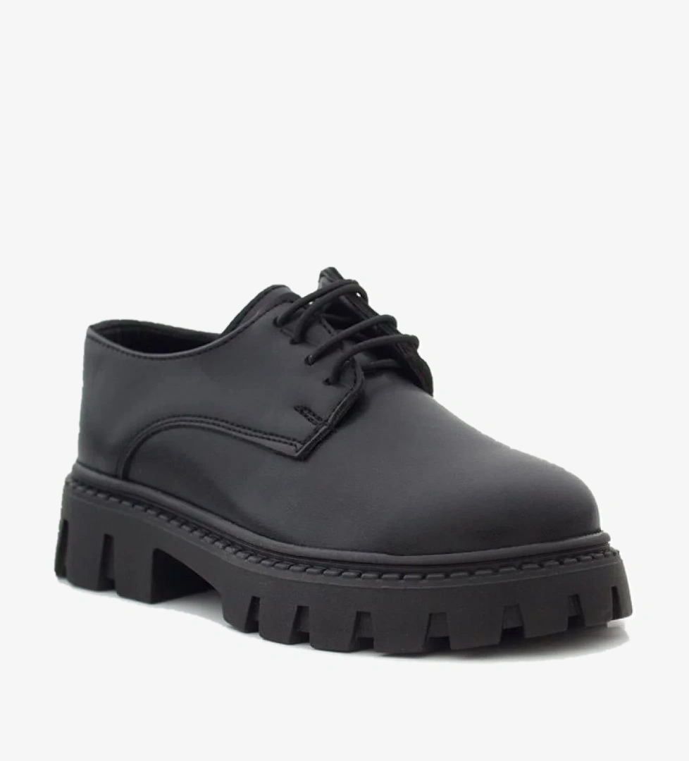 Rakerplus Siyah Mat Bağcıklı Kız Çocuk Oxford Okul Ayakkabı model görseli