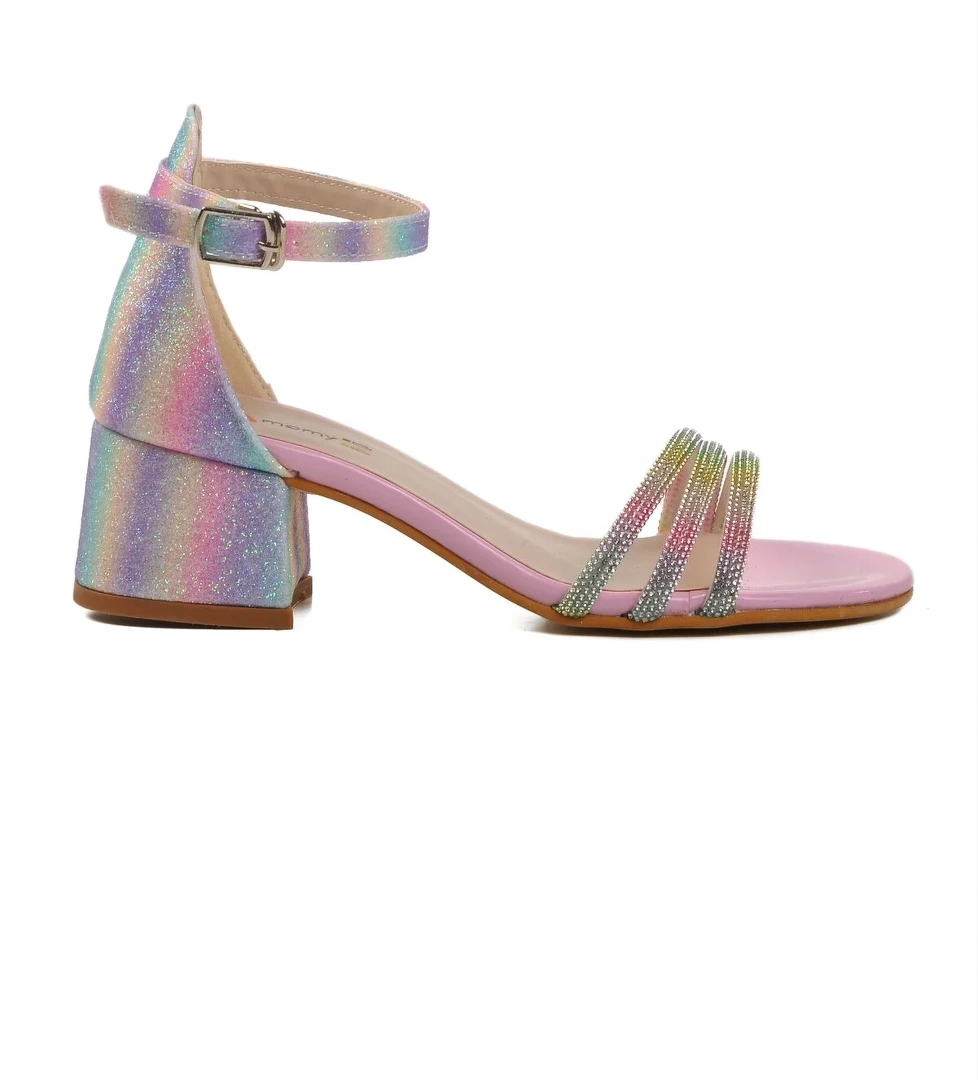 Pembe Taş İşlemeli Kız Çocuk Sandalet 254 RY 6504 F