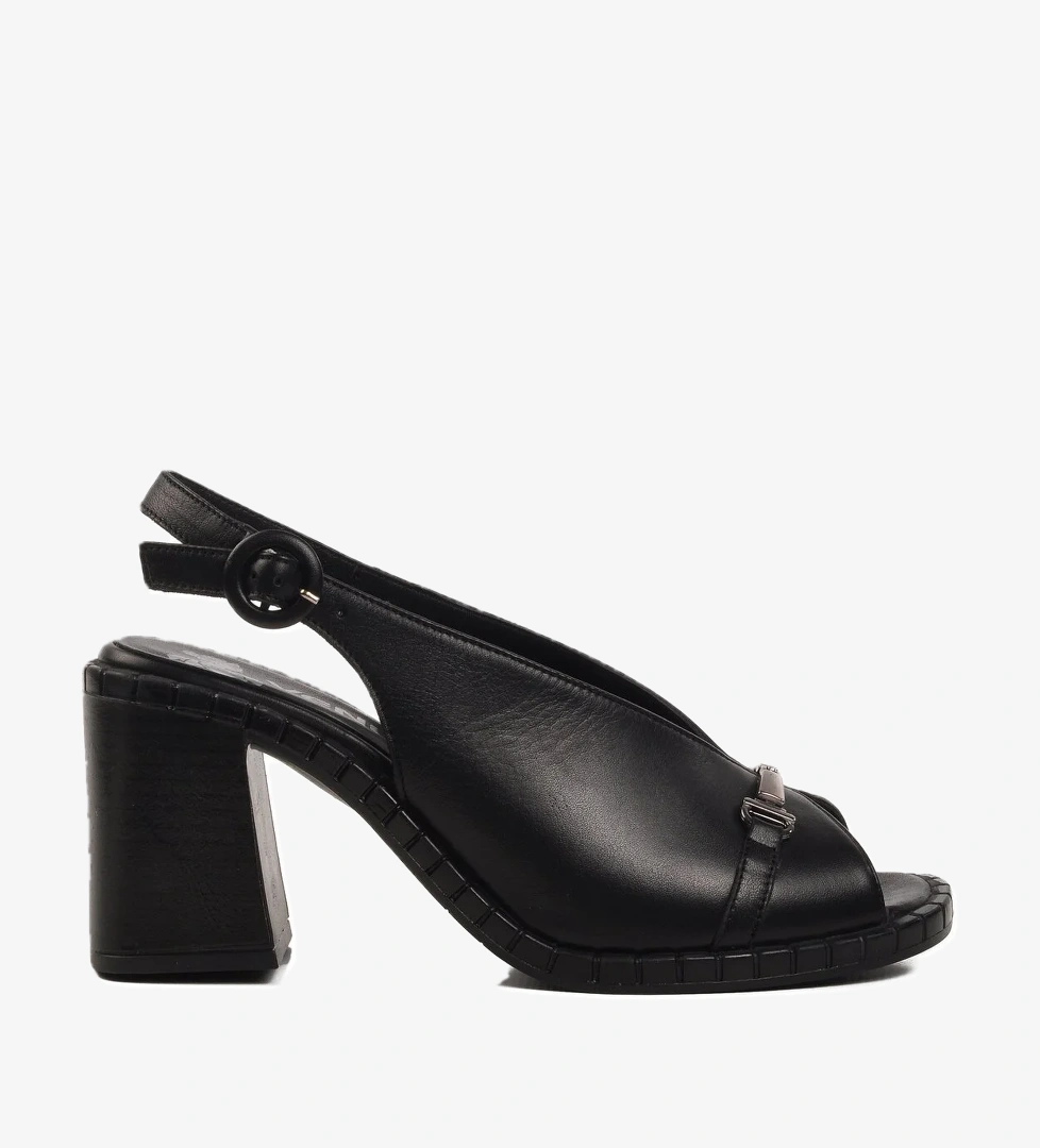 Siyah Hakiki Deri Kadın Topuklu Sandalet 2511902Y Z