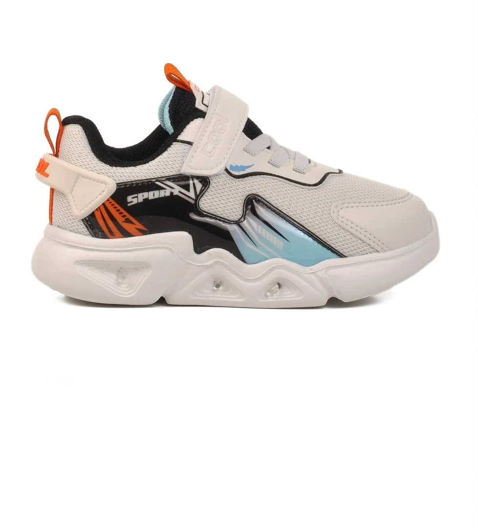 Beyaz Işıklı Cırtlı Unisex Çocuk Spor Ayakkabı Ruby P
