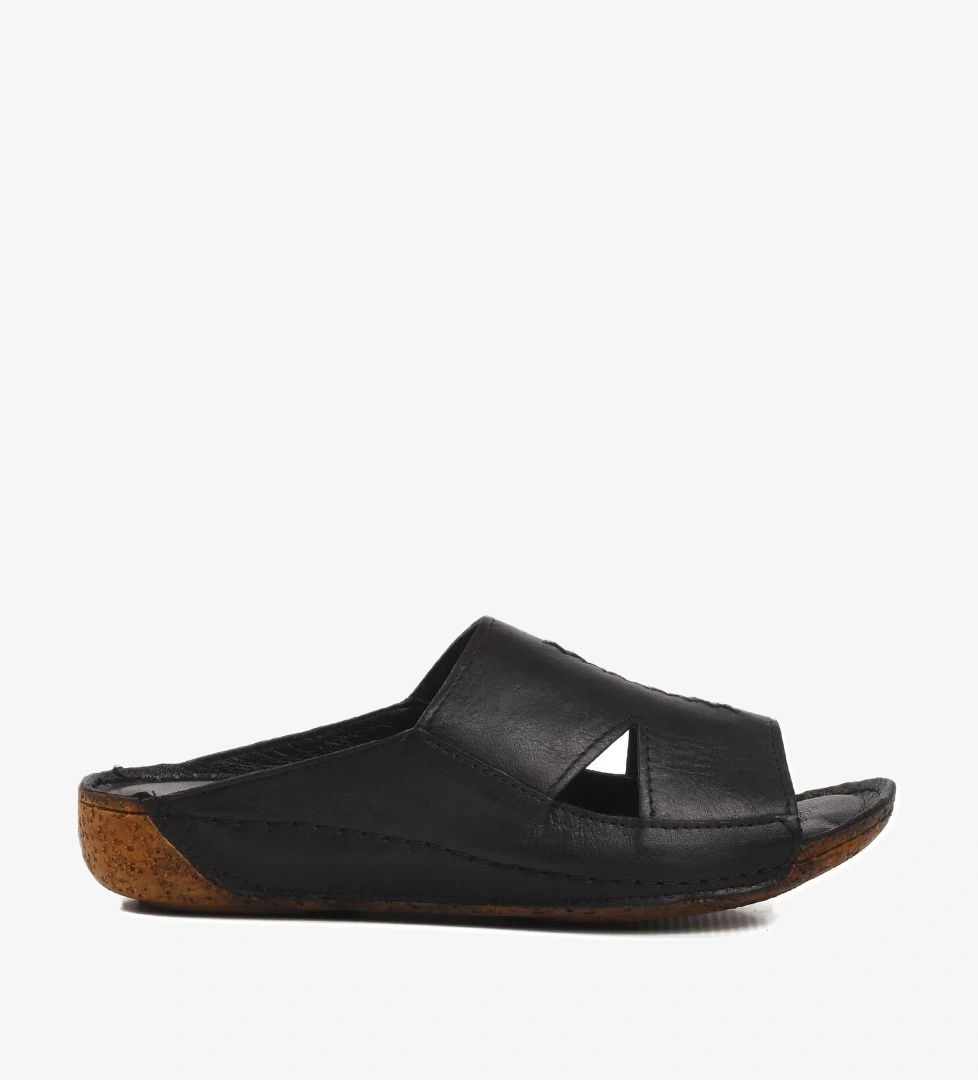 Siyah Hakiki Deri Kadın Terlik 012 Z