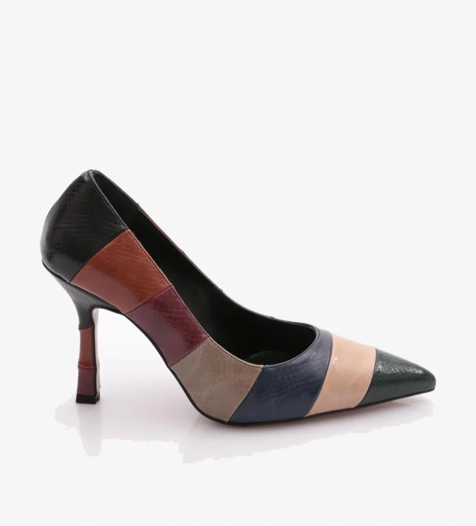 5073 Kadin Sivri Burun Parmak Dekolteli Yüksek Topuklu Ayakkabi - Görsel 1