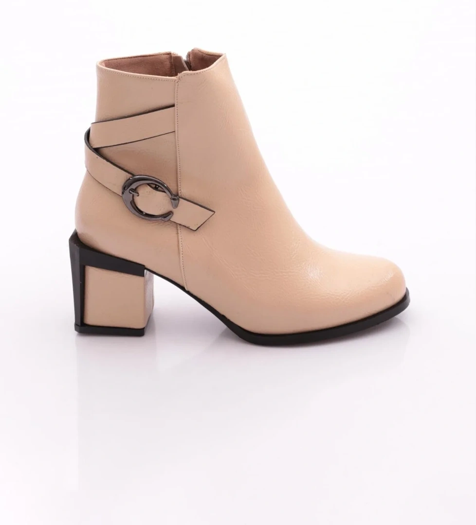 730 Kadin Kemer Detayli Topuklu Bot - Görsel 1