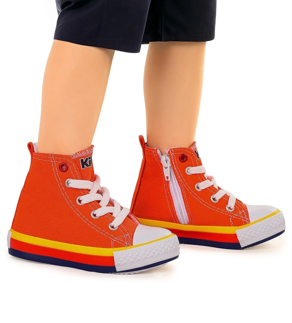 Tinna Bağcıklı Erkek Bebek Boğazlı Keten Spor Ayakkabı Turuncu