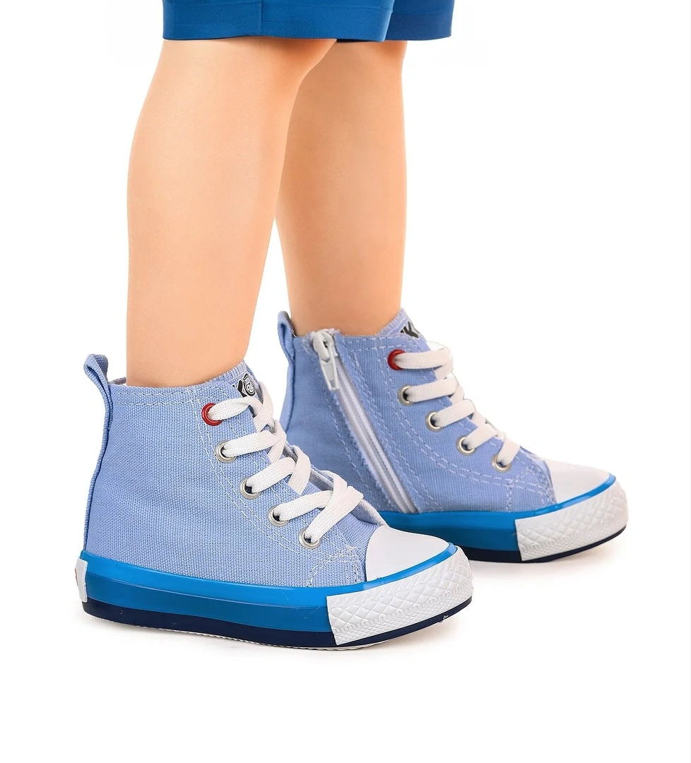 Tinna Bağcıklı Erkek Bebek Boğazlı Keten Spor Ayakkabı Mavi