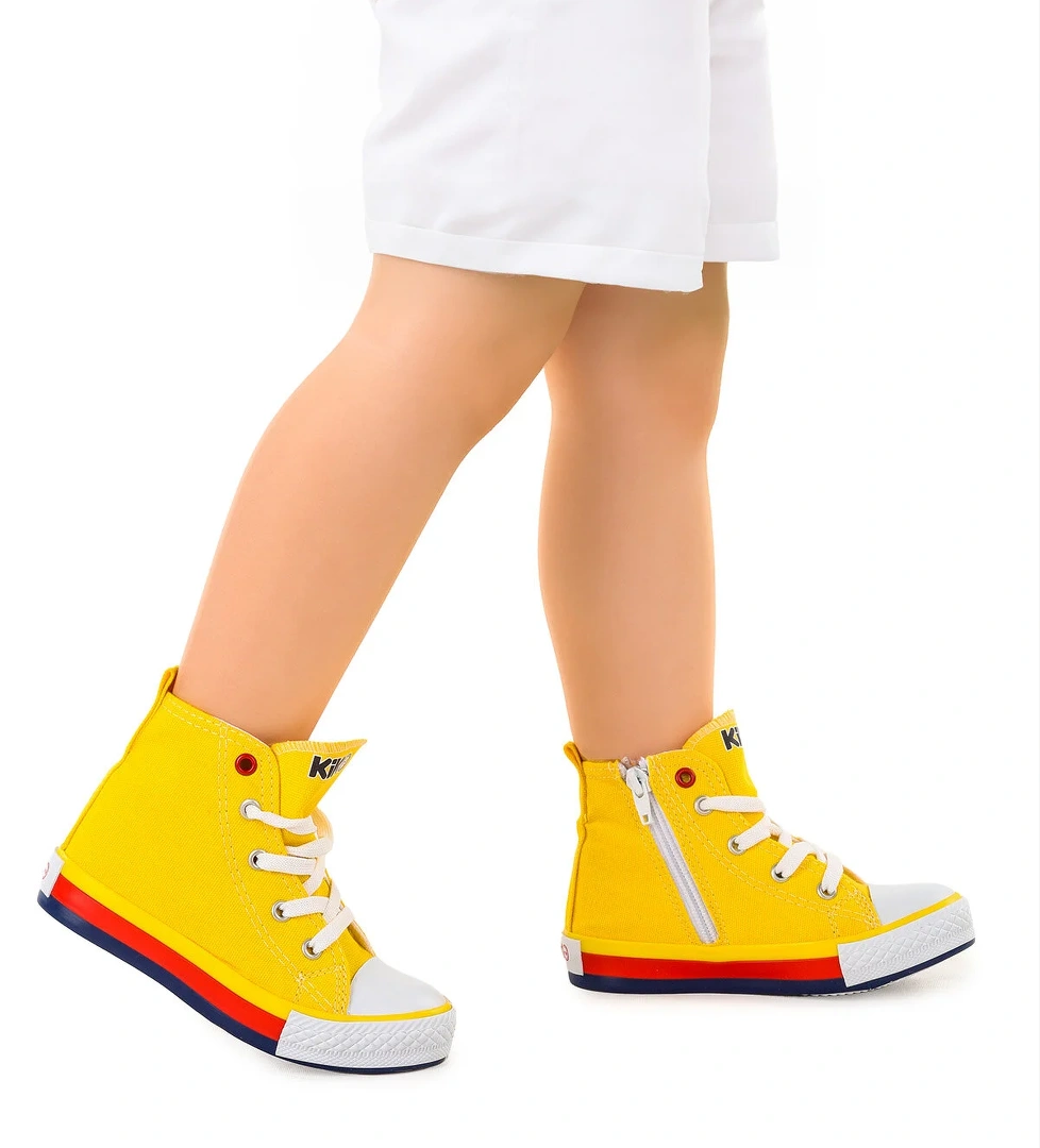 Tinna Bağcıklı Erkek Çocuk Boğazlı Keten Spor Ayakkabı Sarı