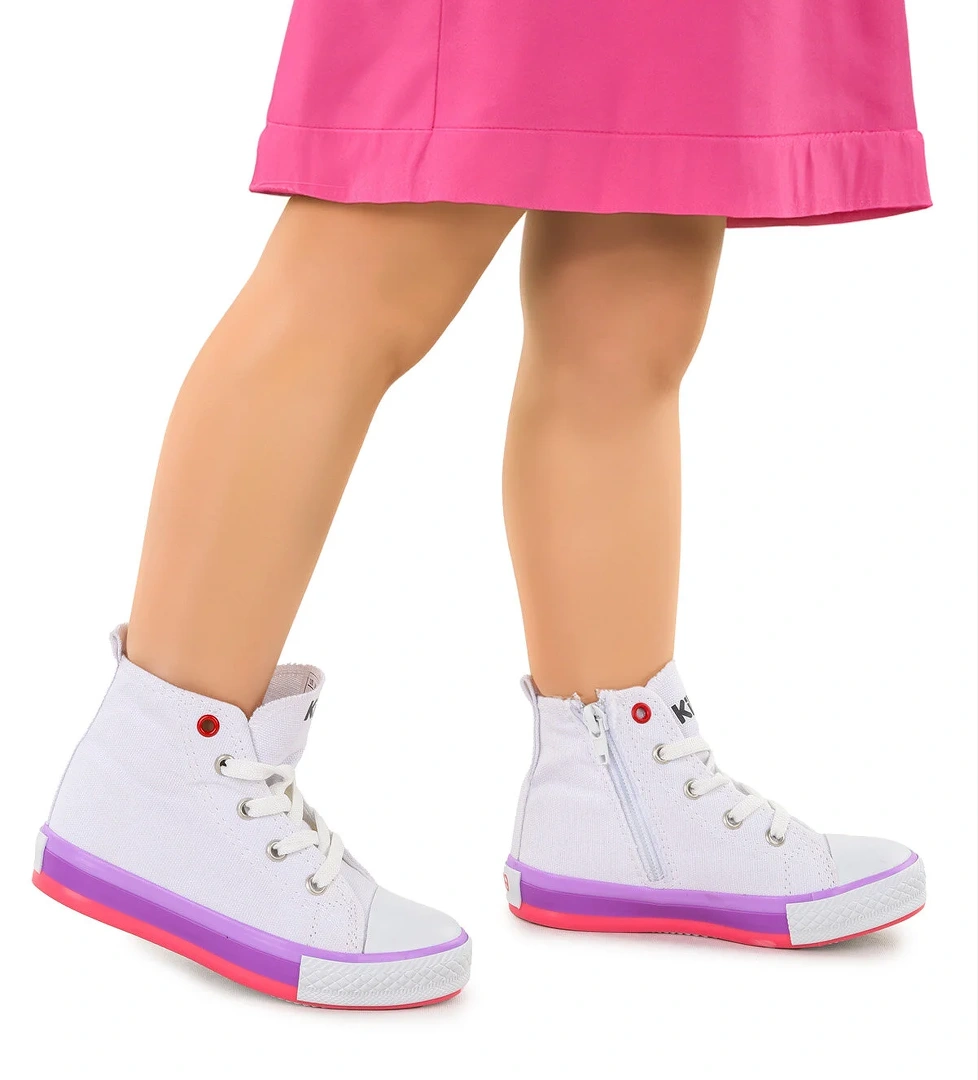Kiko Kids Tinna Bağcıklı Kız Çocuk Boğazlı Keten Spor Ayakkabı model görseli