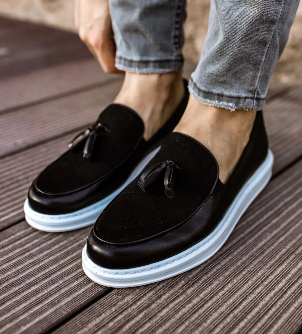 Pabucmarketi Püsküllü Erkek Günlük Ayakkabı Siyah model görseli