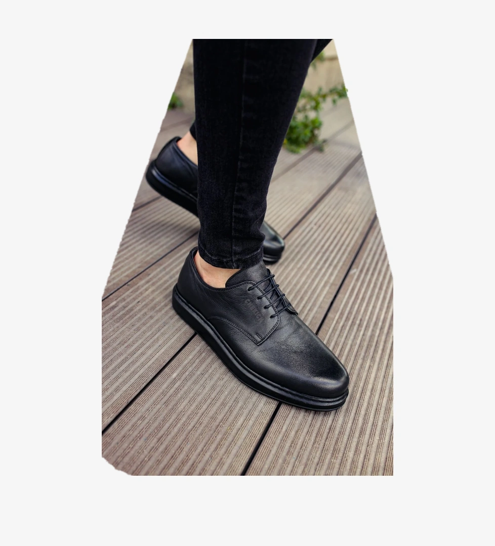 Pabucmarketi Bağcıklı Erkek Günlük Ayakkabı Siyah model görseli