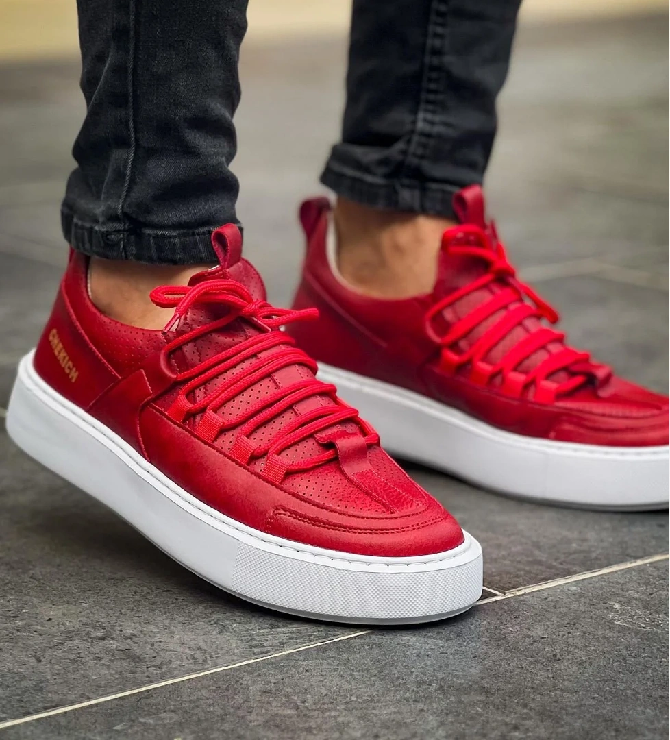 Bağcık Detaylı Erkek Günlük Ayakkabı Kırmızı