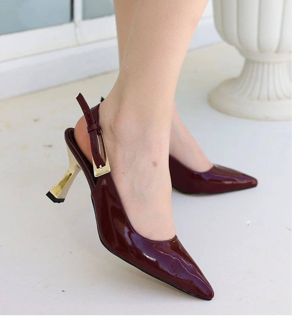 Bordo Rugan Topuklu Kadın Ayakkabı