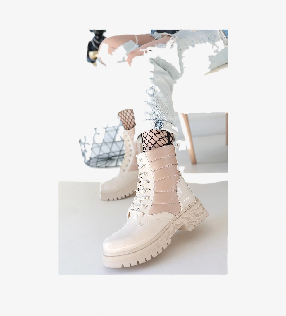 Kadın Bej Rugan Bağcıklı Günlük Bot