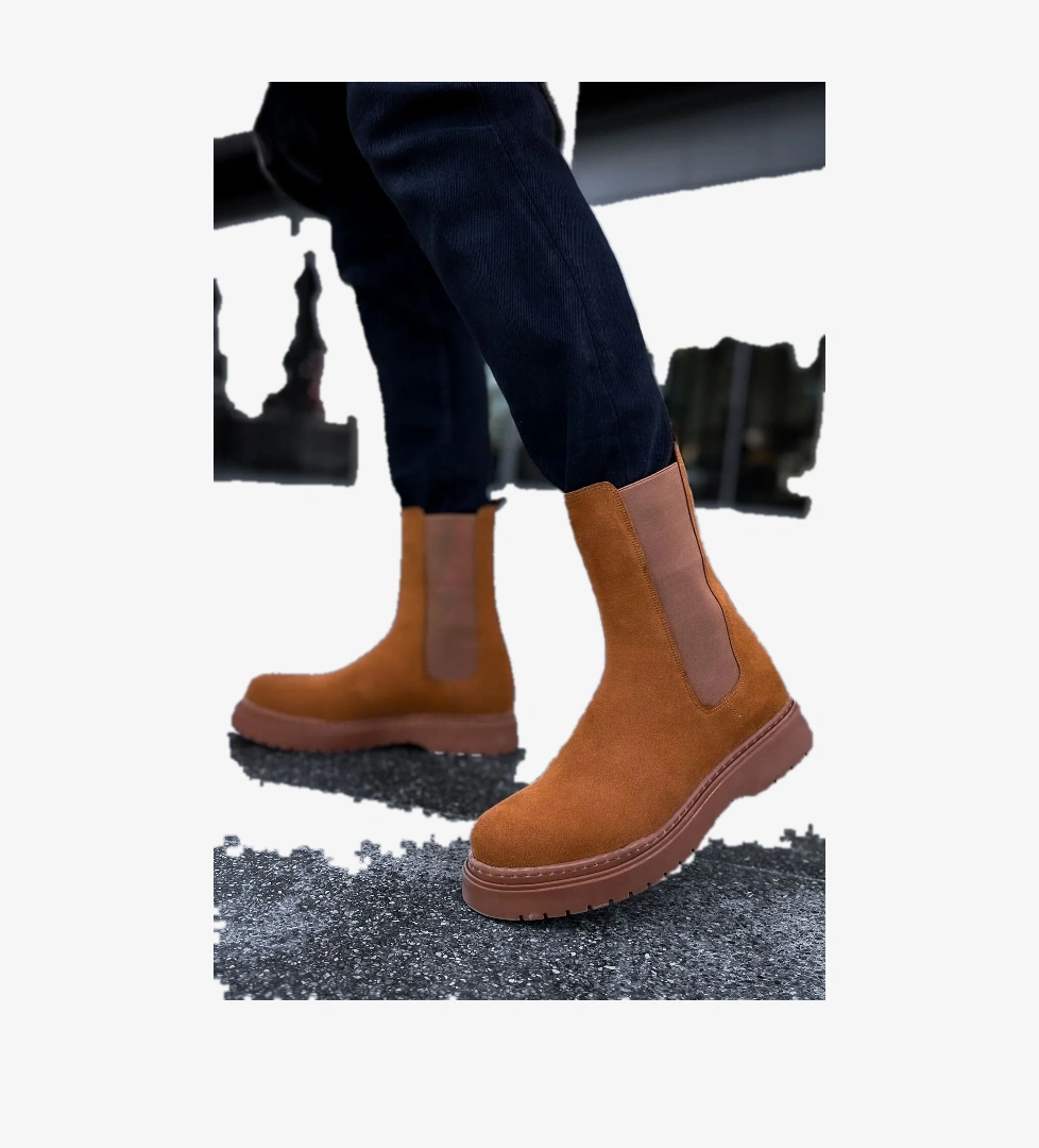 Lastikli Erkek Chelsea Bot Taba Süet - Görsel 1