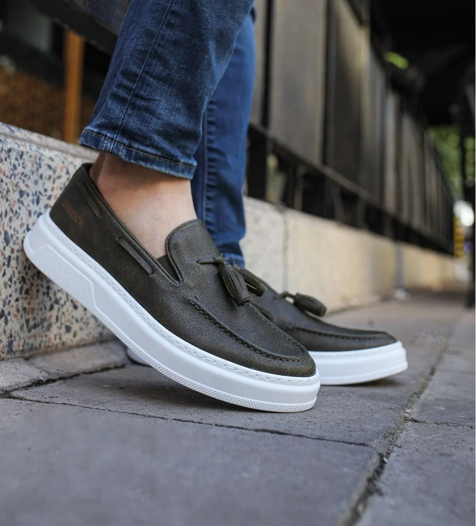 Püsküllü Loafer Erkek Ayakkabı Haki