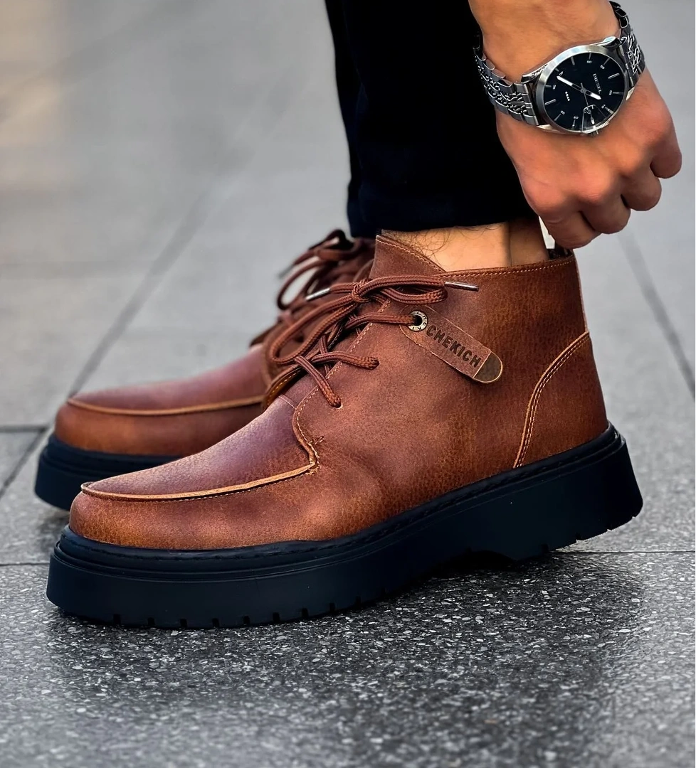 Pabucmarketi Bağcıklı Erkek Worker Bot Siyah Taba model görseli