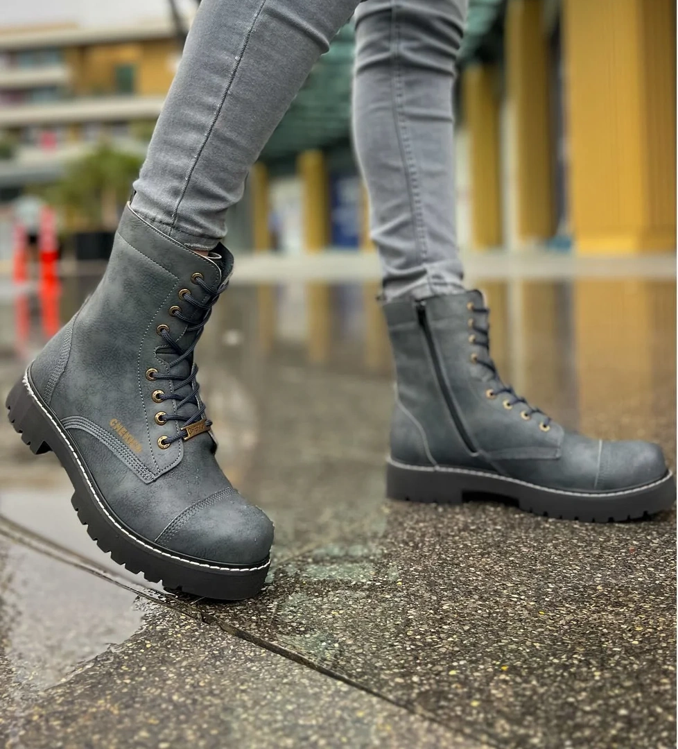 Fermuarlı Bağcık Detaylı Erkek Worker Bot Antrasit