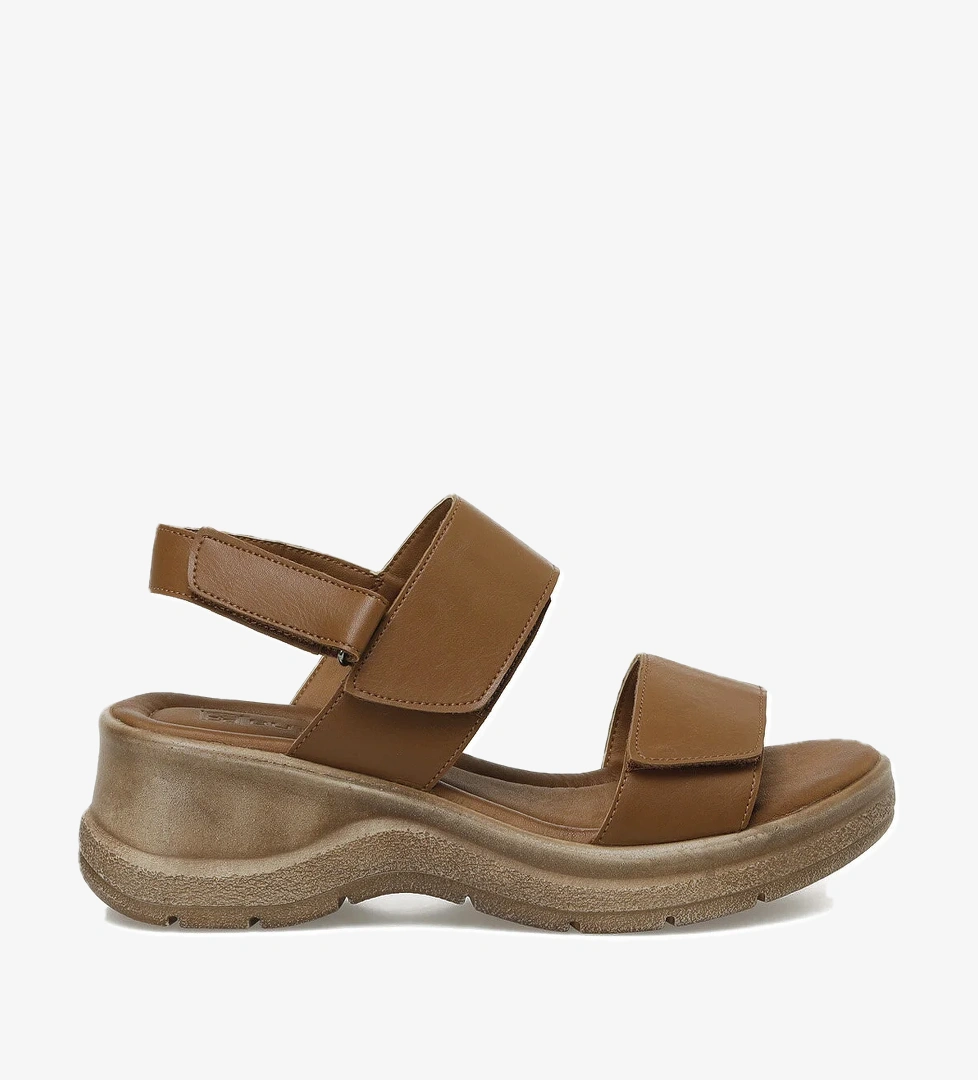 25S-271 5FX Taba Kadın Dolgu Topuk Sandalet - Görsel 1