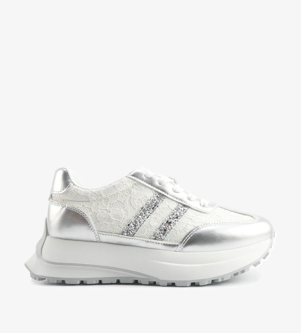 25S-010 5FX Gümüş Kadın Sneaker - Görsel 1