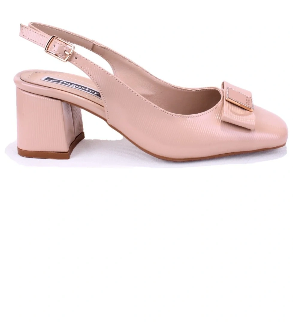 DZA07-108525516 Bej Rugan Klasik Topuklu Kadın Ayakkabı