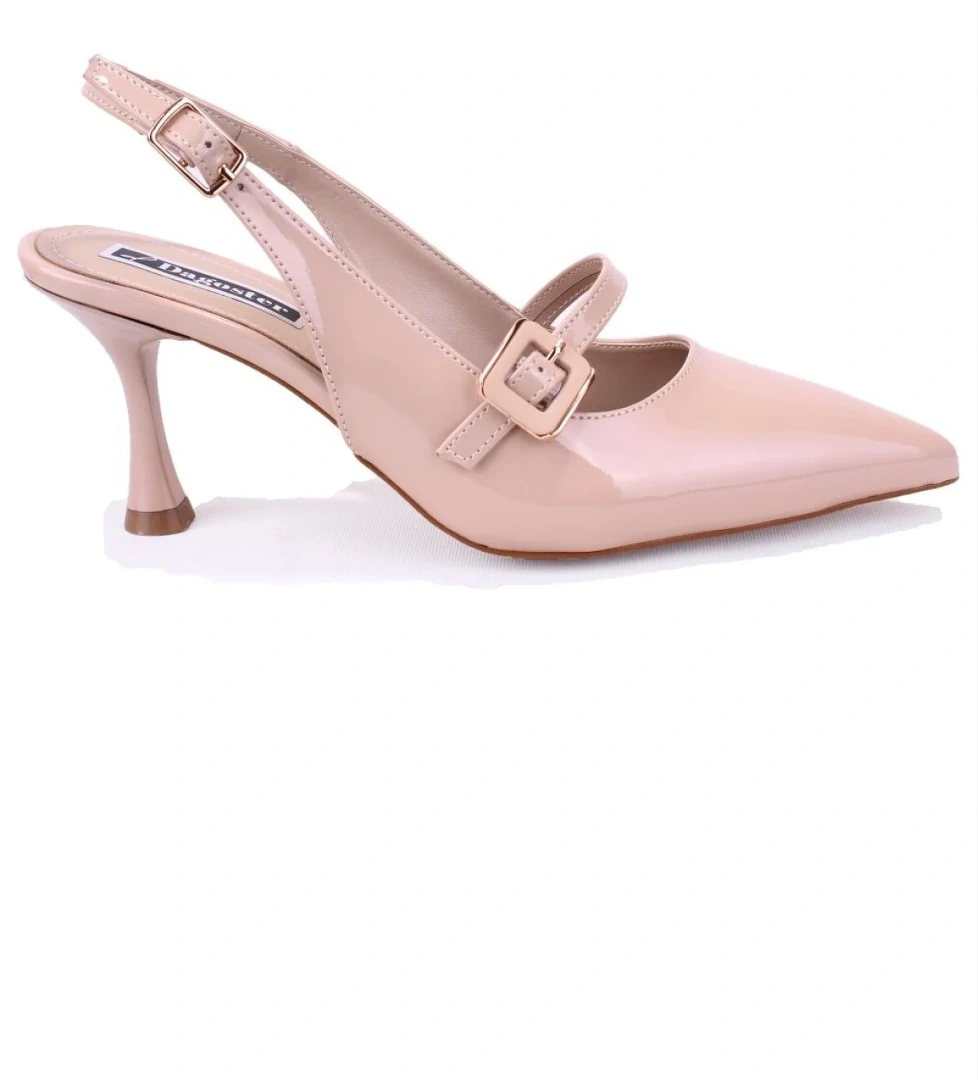 DZA07-108525641 Bej Rugan Klasik Topuklu Kadın Ayakkabı - Görsel 1