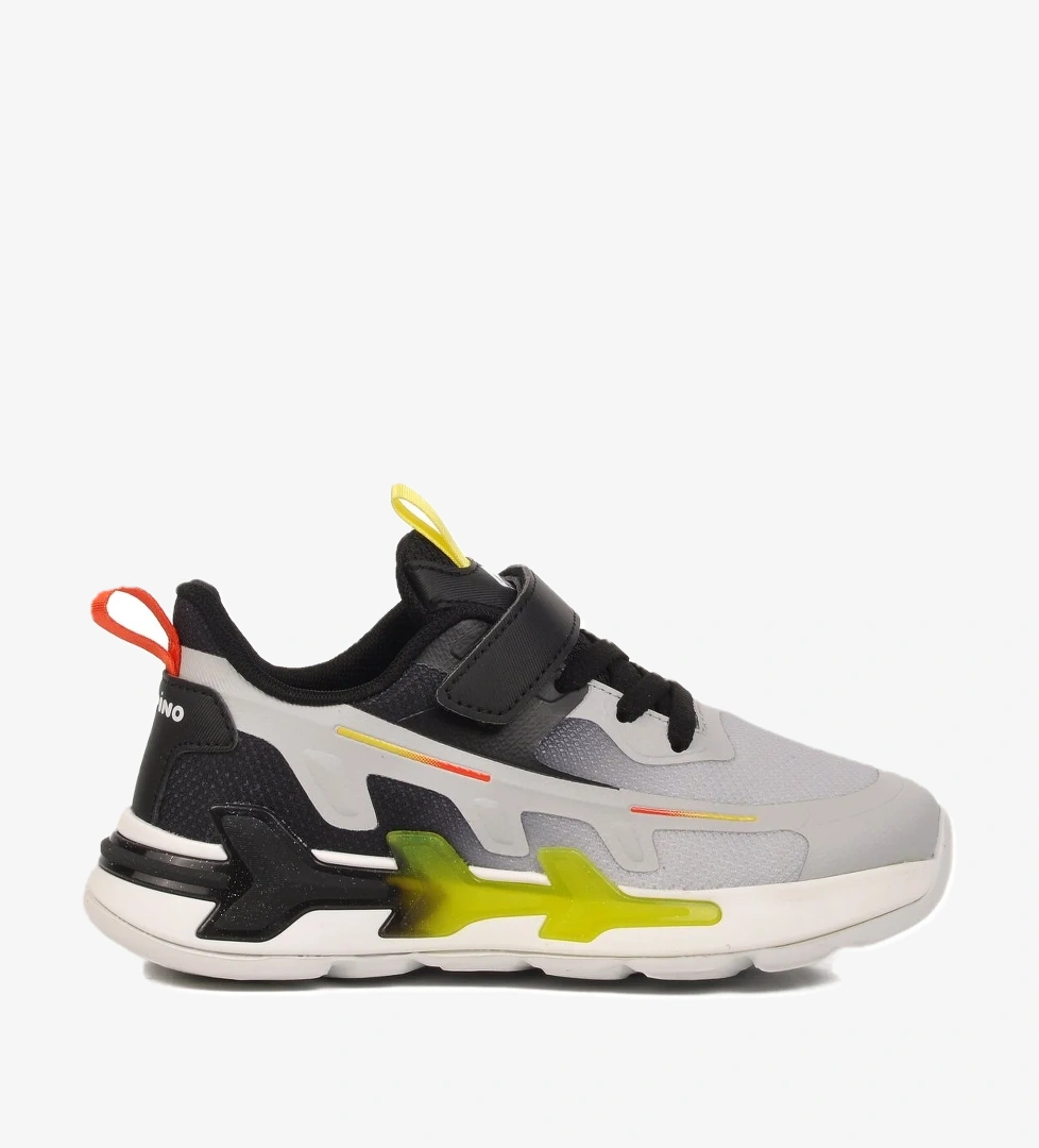 Siyah Cırtlı Hafif Hava Alabilen Erkek Çocuk Spor Ayakkabı