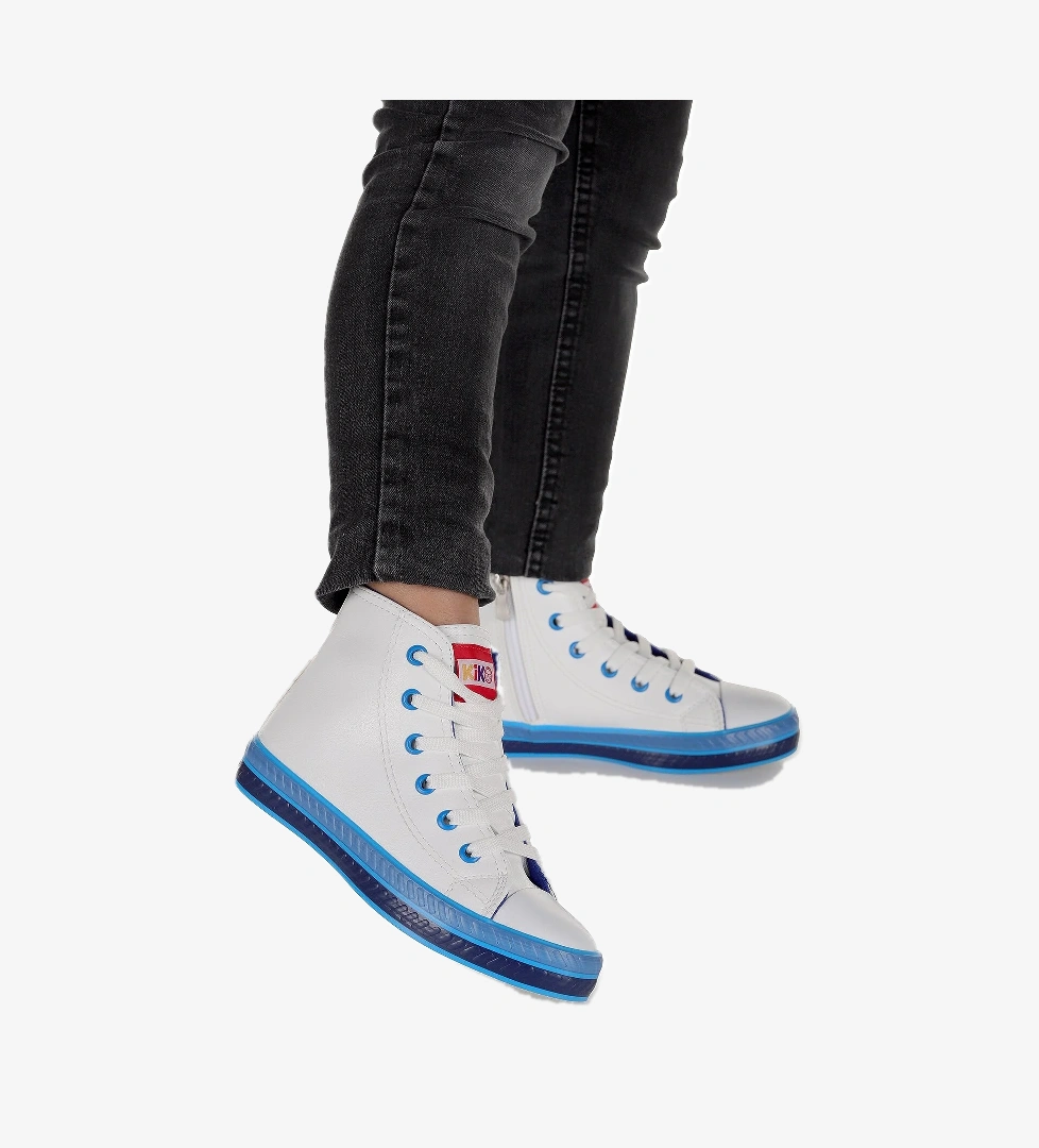 Pant Günlük Bağcıklı Fermuarlı Erkek Bebek Spor Ayakkabı Beyaz - Mavi